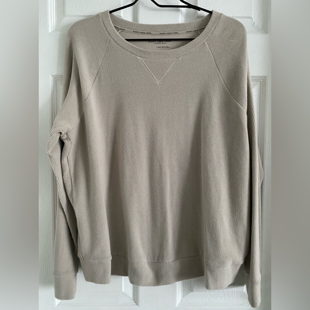 Marc New York Cream Crewneck Sweater Soft Relaxed Fit Size Large